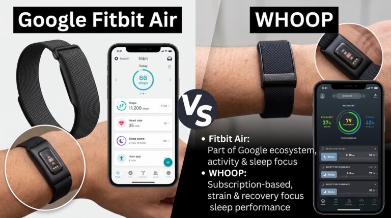 Fitbit Air vs WHOOP: Specs, Price, Weight, Features, Subscriptions, and Popularity Compared